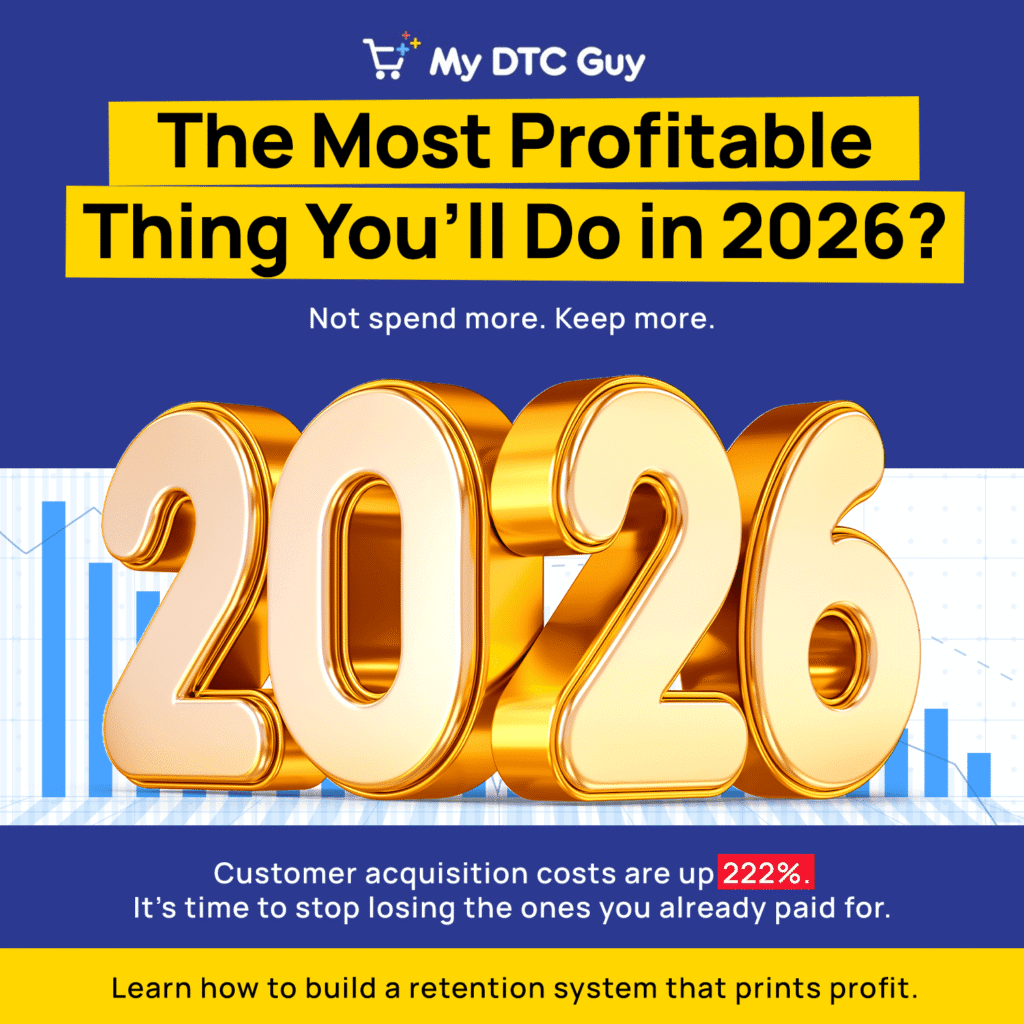 Graphic showing an unsustainable customer acquisition cost up 222%, with retention as the 2026 fix